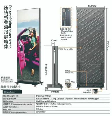 HD Ultra-dunne P1.86 Opvouwbaar LED Poster Scherm Reclame Videospeler Light Up Poster
