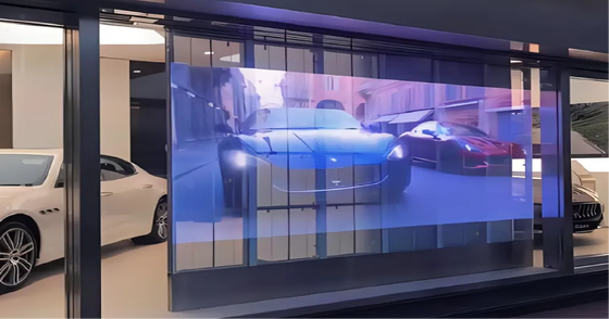 Doorzichtig glas LED-scherm P3.91mm Holografische serie Refresh 3840Hz