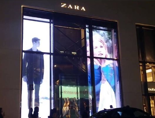 P3.91 Led Window Display Screen AC85V Transparent LED Video Wall Screen RGB